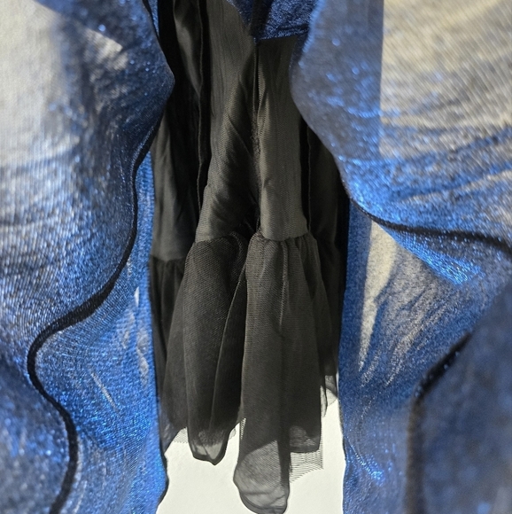 Vintage All That Jazz Dress Black Blue Women Metallic Mini Fit Flare Whimsigoth - Picture 13 of 13